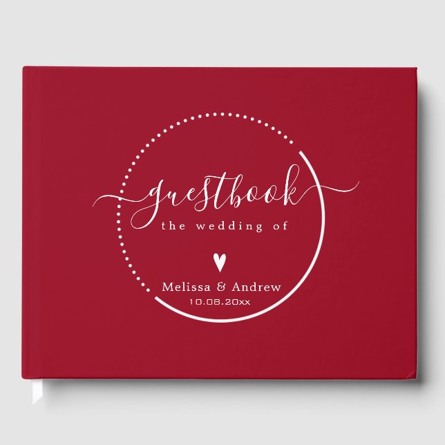 Elegant Calligraphy - Carmine Red Bröllop Gästböcker (Framsida)