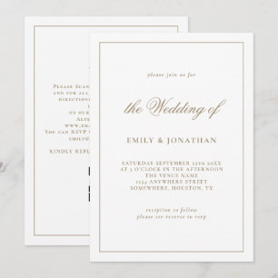 Elegant Calligraphy Champagne Guld Bröllop Inbjudningar