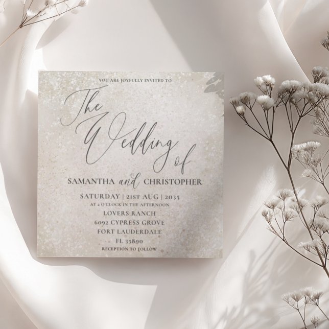 Elegant Calligraphy Champagne Guld Bröllop Inbjudningar (Skapare uppladdad)