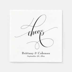 Elegant Calligraphy Cheers Festive Bröllop Pappersservett