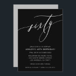 ELEGANT Calligraphy chic 60 födelsedagssvartvitt Inbjudningar<br><div class="desc">genom kat masard / WWW.SIMPLYSWEETPAPERIE.COM Kärlek,  men vill se vissa förändringar - ett annat färg-schema,  produkt,  foto eller anpassad för ett annat tillfälle - inga bekymmer bara kontakta mig,  kat@simplysweetPAPERIE.com Jag är lycklig för att hjälpa till!</div>
