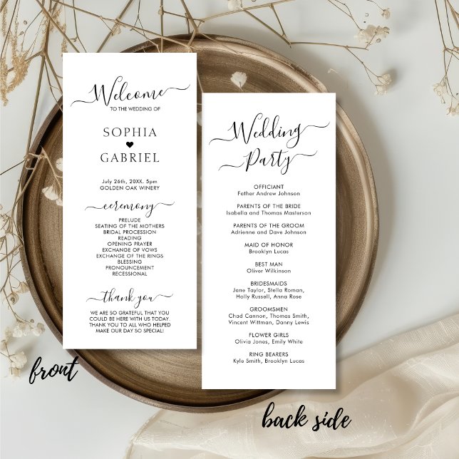 Elegant Calligraphy Chic  Script Bröllop Ceremony Program (Skapare uppladdad)