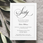 Elegant Calligraphy Classic 60:e Födelsedagsfesten Inbjudningar<br><div class="desc">Planera en 60-årsdag för eleganten med den här klassiska inbjudan till vita partier med vackra kalligrafiskript som stavar "sextio" på formella stil. Den här smakliga inbjudan till gender-neutralt har en dubbla som är klädd ram i det subtila silver-grått som omger texten. Anpassa textmallen för enkel använda med din händelseinformation. Den...</div>