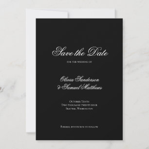 Elegant Calligraphy Classic Black Bröllop Spara Datumet