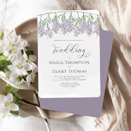 Elegant Calligraphy Classic Blommigt Lilac Lavende Inbjudningar