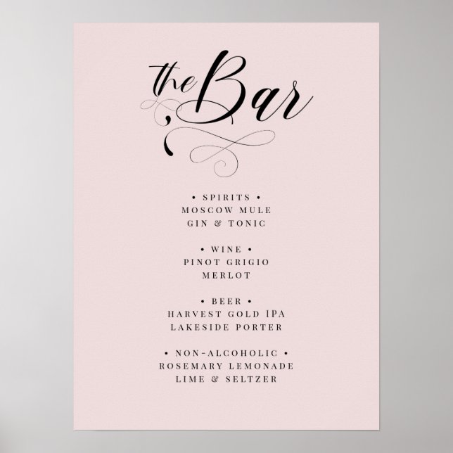 Elegant Calligraphy Classic Bröllop Pub Menu Poste Poster (Framsidan)