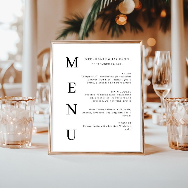 Elegant Calligraphy Classic Bröllop Pub Menu Poster (Skapare uppladdad)