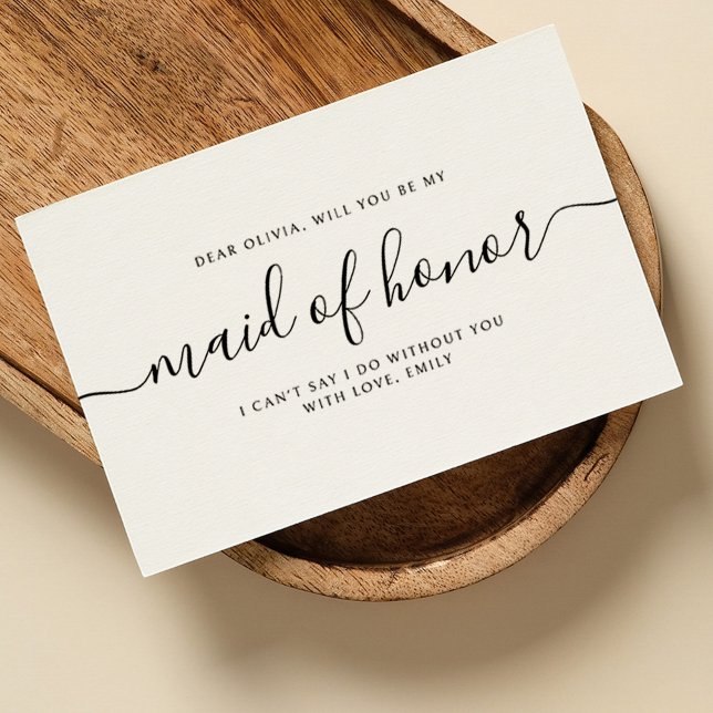 Elegant Calligraphy Classic Maid of honor Frieri Anteckningskort (Skapare uppladdad)