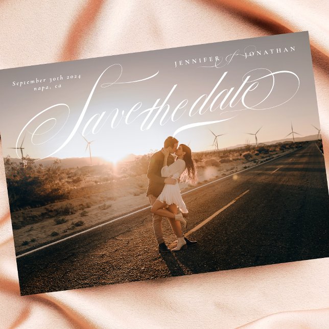 Elegant Calligraphy Classic QR Code Two Photo Spara Datumet (Skapare uppladdad)