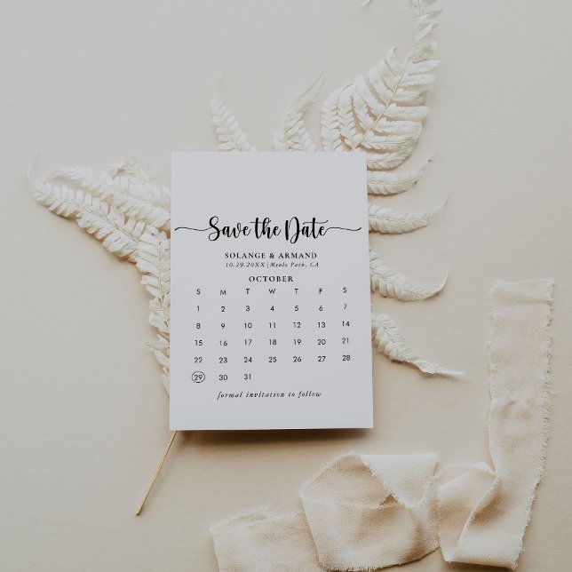 Elegant Calligraphy Classic Save the Date Calendar Spara Datumet (Skapare uppladdad)