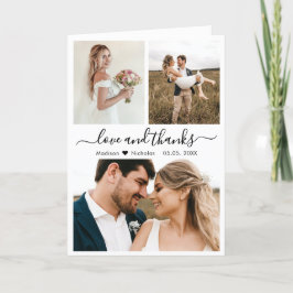 Elegant Calligraphy Collage Bröllop Tack Kort