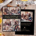 Elegant Calligraphy Collage jul Lycklig Julkort<br><div class="desc">Elegant Minimal Modern Elegant Calligraphy Black and Guld 5 Photo Collage "glad helg" Script jul-Helgdag Card. ( ) NOTERA ATT DESSA STORLEKA KORT PÅ 6, 5" X 8, 75" ÄR STÖRRE ÄN GENOMSNITTET, PÅ GRUND AV DET STÖRRE STORLEKA KORTET ÄR DET NÄSTAN SÄKERT ATT POSTAGKOSTNADERNA KOMMER ATT VARA HÖGRE. OM...</div>
