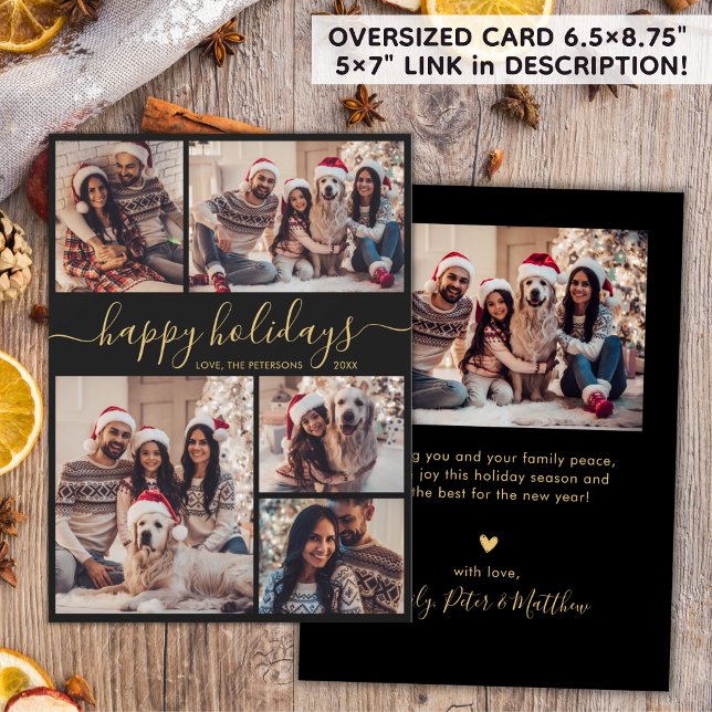 Elegant Calligraphy Collage jul Lycklig Julkort (Skapare uppladdad)