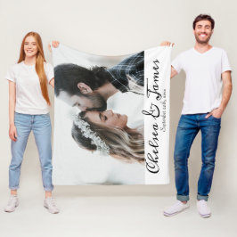 Elegant Calligraphy Couple Photo Fleecefilt