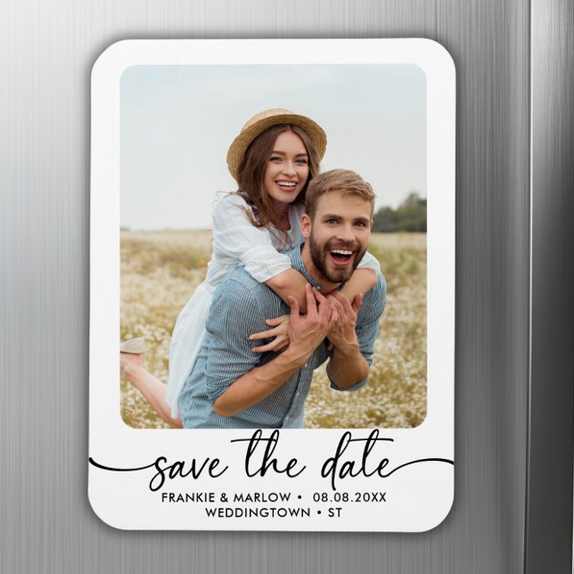 Elegant Calligraphy Couple Photo Save Date Magnet (Elegant Calligraphy Couple Photo Save The Date Magnet)