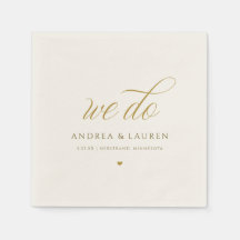 Elegant Calligraphy Cream Guld Bröllop