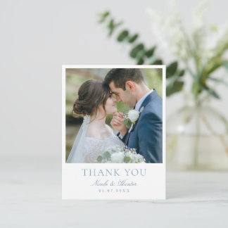Elegant Calligraphy Custom Wedding Photo Thank You Tack Kort