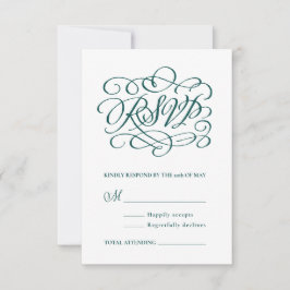 Elegant Calligraphy Deep Teal Lodrät OSA Kort