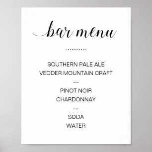 Elegant Calligraphy Drink Pub Menu Bröllop Poster