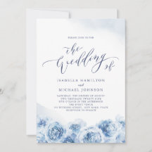 Elegant calligraphy dusty Blue blommigt bröllop