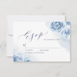 Elegant calligraphy dusty Blue blommigt bröllop OSA Kort