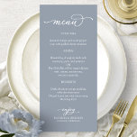 Elegant Calligraphy Dusty Blue Bröllop Menu Meny<br><div class="desc">Elegant Calligraphy Dusty Blue Bröllop Menu</div>