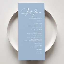 Elegant Calligraphy Dusty Blue Bröllop Meny