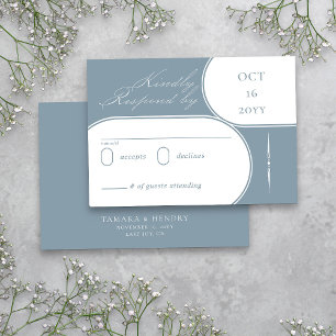 Elegant Calligraphy Dusty Blue Bröllop OSA Kort