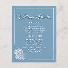 Elegant Calligraphy Dusty Blue Floral Wedding Tilläggskort