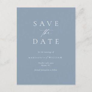 Elegant Calligraphy Dusty Blue - Spara datum Vykort