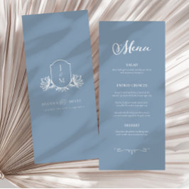 Elegant Calligraphy Dusty Blue Vapensköld Bröllop