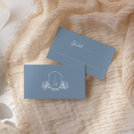 Elegant Calligraphy Dusty Blue Vapensköld Place Ca Placeringskort