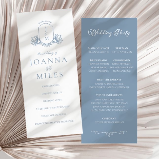 Elegant Calligraphy Dusty Blue Vapensköld Program (Skapare uppladdad)