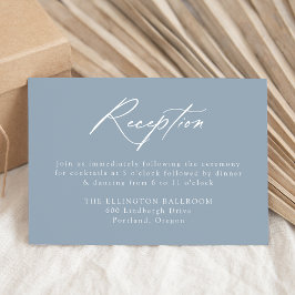 Elegant Calligraphy Dusty Blue Wedding Reception Tilläggskort