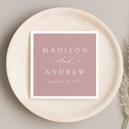 Elegant Calligraphy Dusty Ro Bröllop Pappersservett