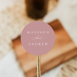 Elegant Calligraphy Dusty Ro Bröllop Runt Klistermärke