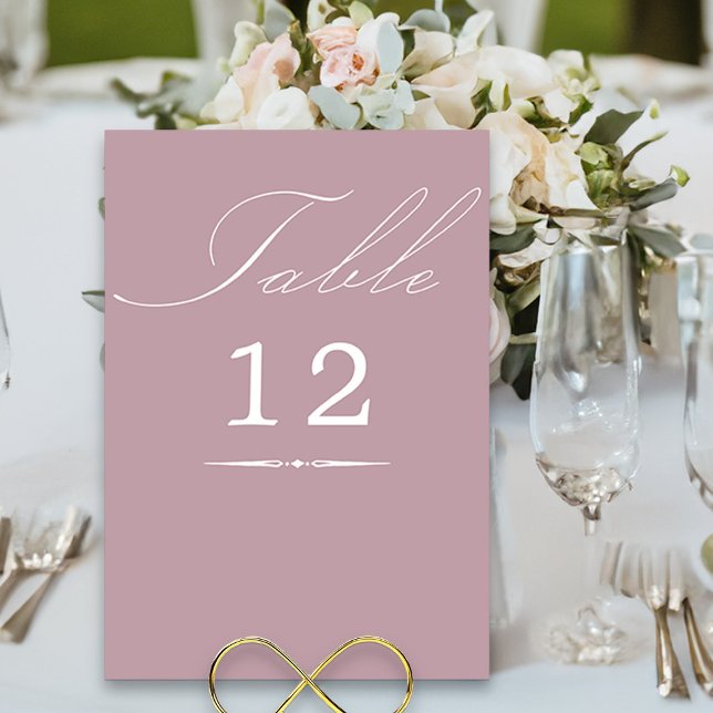 Elegant Calligraphy Dusty Ro Rosa Bröllop Bordsnummer (Elegant wedding table number cards in dusty rose pink from my Wedding Colors collection)