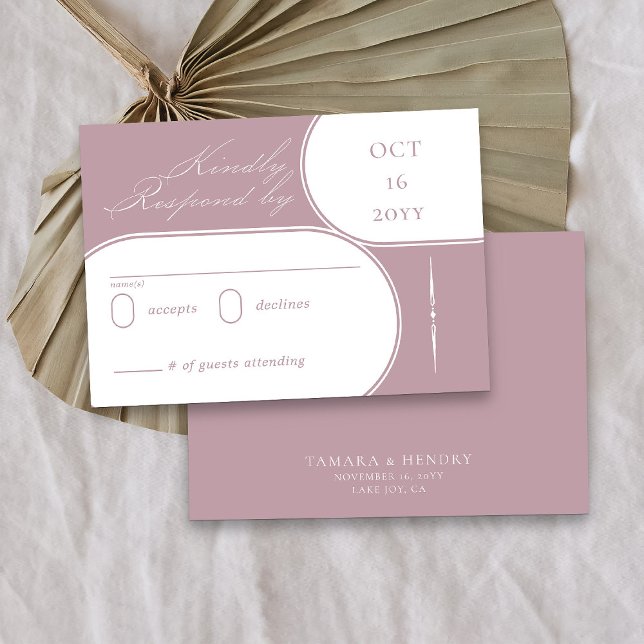 Elegant Calligraphy Dusty Ro Rosa Bröllop OSA Kort (Elegant dusty rose pink response card from my Wedding Colors collection)