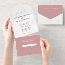 Elegant Calligraphy Dusty Rosa Monogram Bröllop