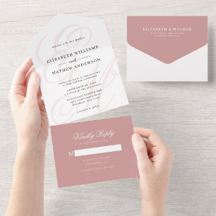 Elegant Calligraphy Dusty Rosa Monogram Bröllop