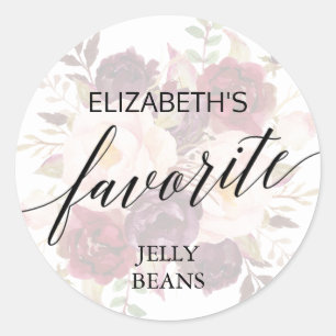 Elegant Calligraphy Faded Blommigt sin favorit Runt Klistermärke