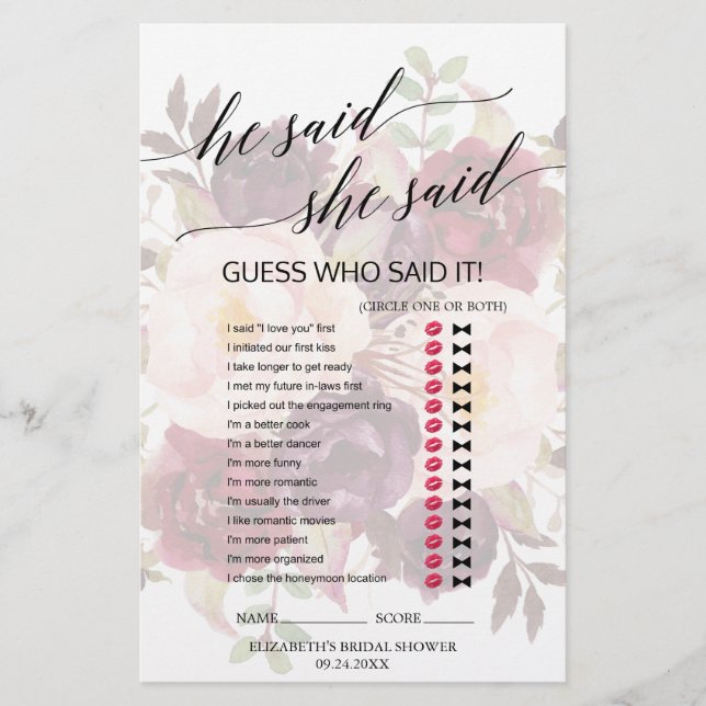 Elegant Calligraphy Fading Blommigt, sa hon... (Framsida)