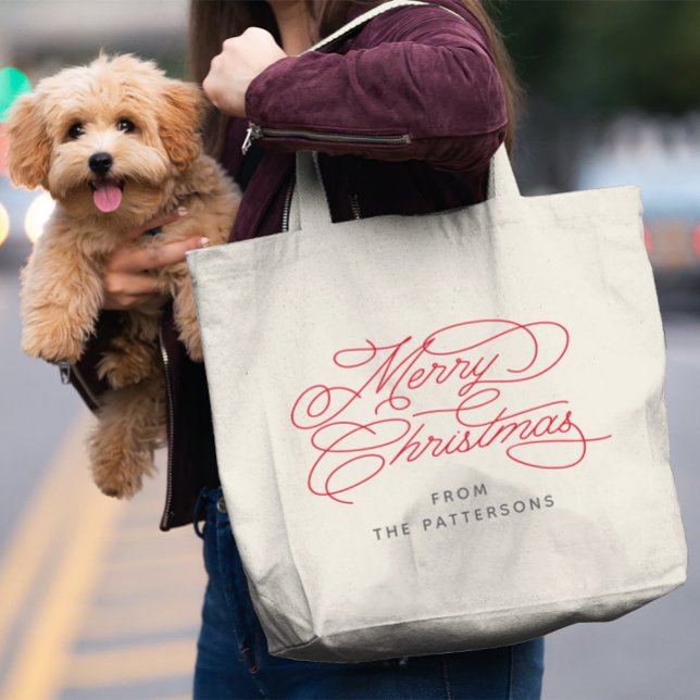 Elegant Calligraphy Family Namn God jul Jumbo Tygkasse (Skapare uppladdad)