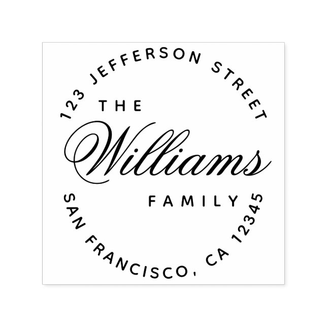 Elegant Calligraphy Family Namn-skript Adress Självfärgande Stämpel (Design)