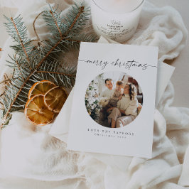 Elegant Calligraphy Family Photo jul Card Julkort