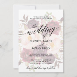 Elegant Calligraphy | Fäst Blommigt Bröllop Inbjudningar