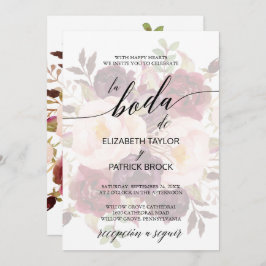 Elegant Calligraphy | Fäst Blommigt Bröllop Spanie Inbjudningar