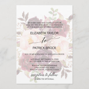 Elegant Calligraphy Fäst Blommigt Formell Bröllo Inbjudningar