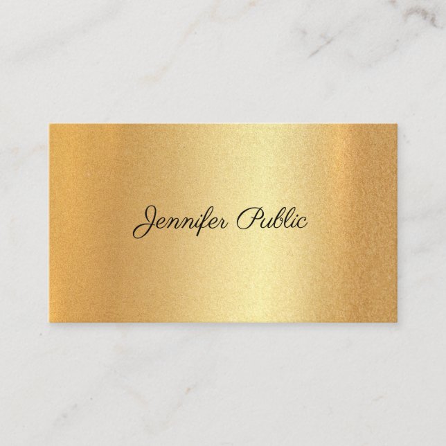 Elegant Calligraphy Faux Guld Handskrift Script  Visitkort (Framsida)
