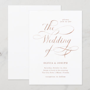 Elegant Calligraphy Faux Ro Guld Bröllop Inbjudningar